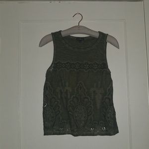Express olive green embroidered tank
